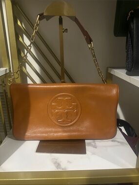 Tory Burch Tan Leather Shoulder Bag with Chain Strap